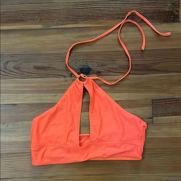 Neon Orange 3 Piece Bikini Set Womens Size Large Vacation Beach - Picture 4 of 10